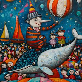Beach party with dolphins and clowns by Petra Dreiling-Schewe