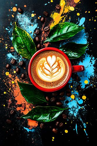 Koffie en kleurrijke abstractie