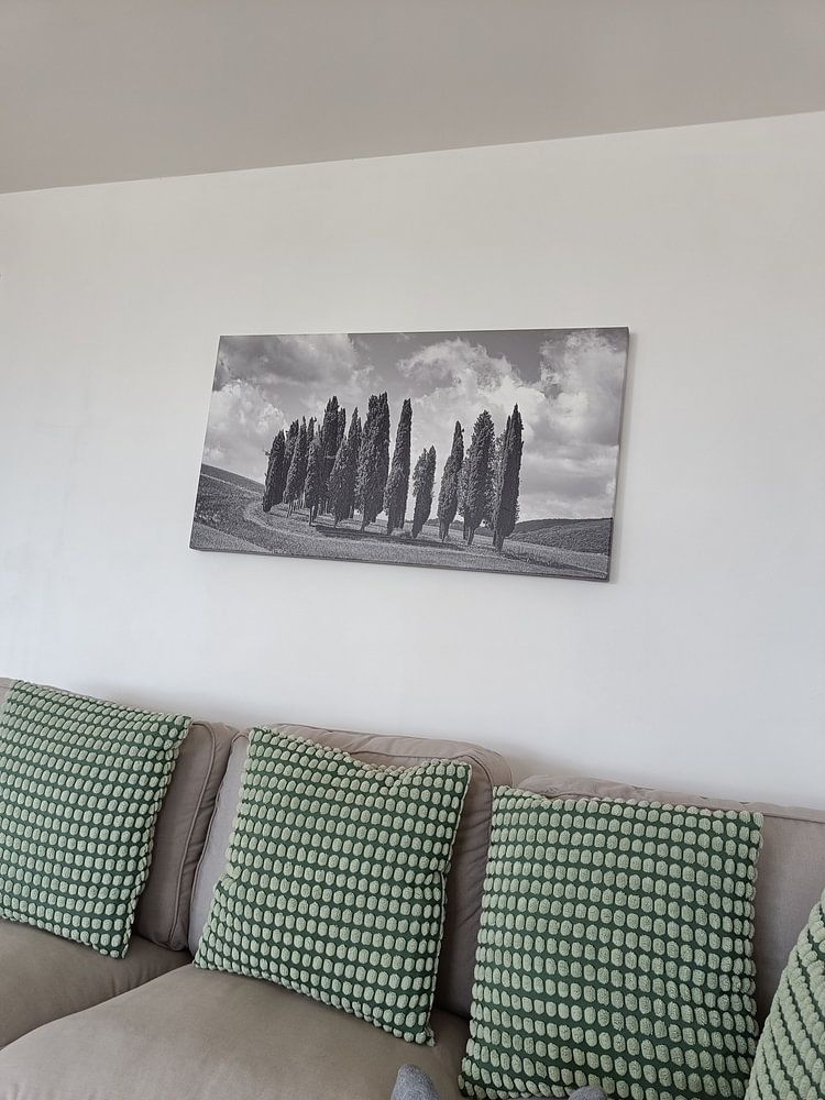 Italië in vierkant zwart wit, 'De Cipressen van Toscane'  van Teun Ruijters 