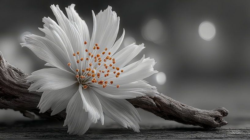 Treibholz mit Blumen von Gelissen Artworks