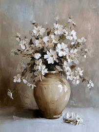 Stillleben mit weißen Blumen in einer Vase