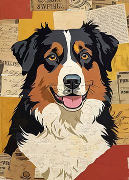 Australische herder papiercollage van MIROKKU