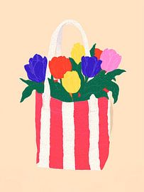 Tulpenmarkt-Tragetasche – Buntes Blumenstillleben