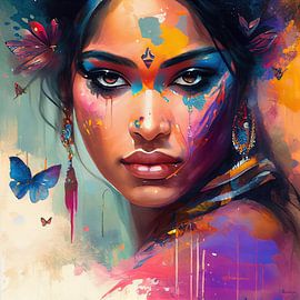 Schmetterling Aura Hindu Portrait von Chromatic Fusion Studio