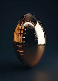 Metallisch gouden American football, geïsoleerd tegen een donkere achtergrond van Morgan