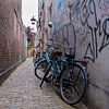 Haarlem, steegje met fietsen van Cilia Brandts