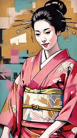 Japanese girl abstract painting by nayyara art