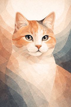 Ginger Cat Modern Abstract Portret van MARTINA KUSUMA DEWI