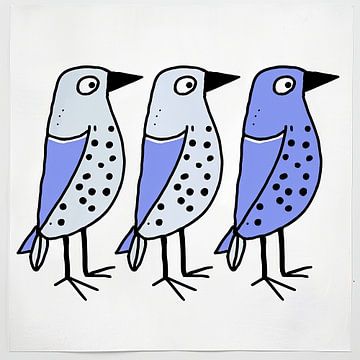 Blauwe Vogels 2 van Modern Collection