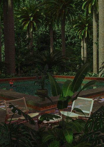 Fantasy pool private garden art print