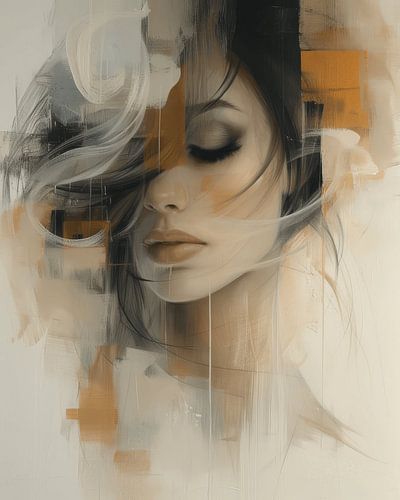 Modern en abstract portret in aardetinten
