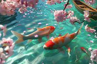 japanese koi carp in a pond