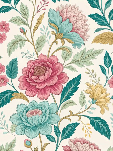 Vintage Bloom : Papier peint floral stylisé par Artistic