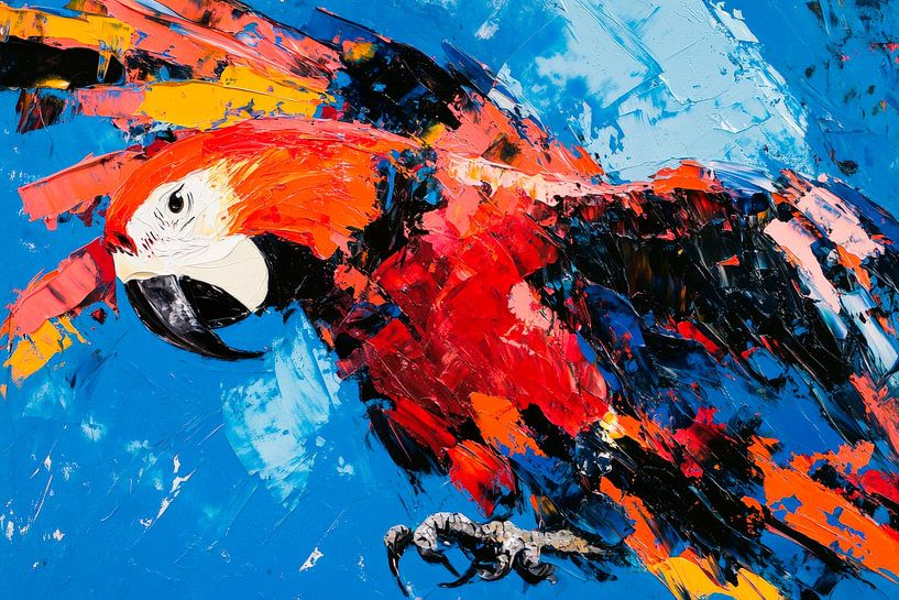 Colourful parrot in flight - Vibrant colours by Poster Art Shop