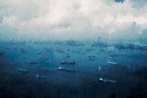 Waiting container ships from the air