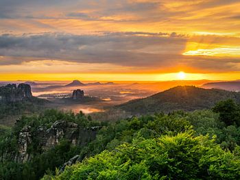 Carolafelsen, Saxon Switzerland - Lilienstein and Hohe Liebe