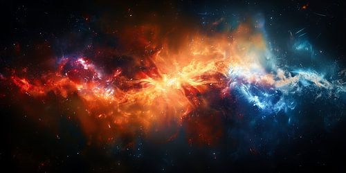 Spectacular galactic nebula cloud with contrasting colours