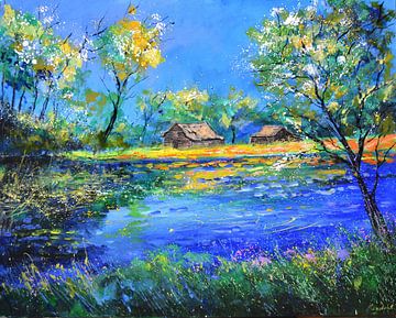 Vijver in de lente van pol ledent