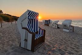 Beach chairs on Zingst beach at sunset by Markus Lange