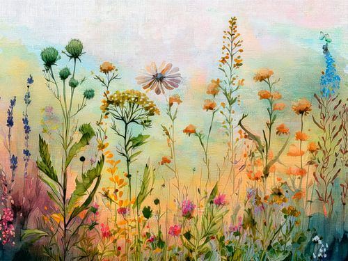 Natuurlijk Wilde bloemenweide op een zonnige dag