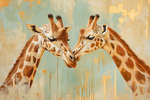 Romantische giraffen in kleurrijk ontwerp