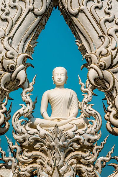 Boeddha in Wat Rung Khun, Chiang Rai Thailand van Theo Molenaar