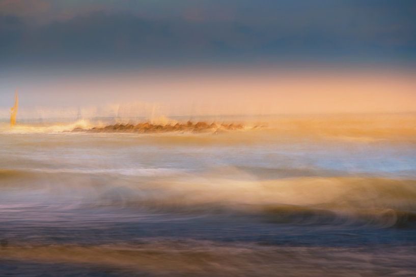 Breakwaters in the sea by Truus Nijland