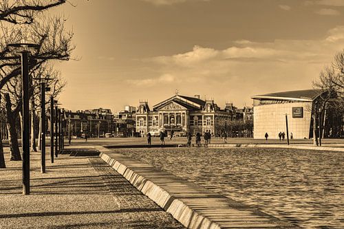 Museumplein Van Gogh Museum Concertgebouw Winter Sepia