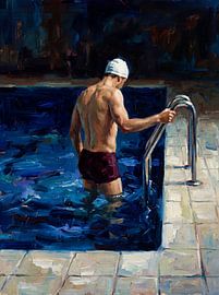 Nageur entrant dans une piscine sur Jan Keteleer