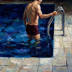 Nageur entrant dans une piscine sur Jan Keteleer