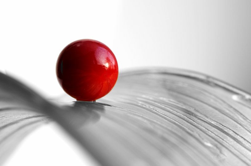 Red Ball in Black and White Photography by Tanja Riedel