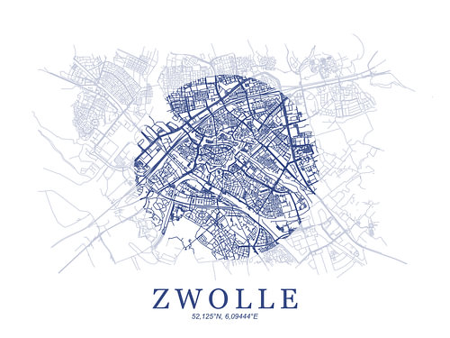 Gestylde plattgrond van Zwolle