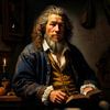 Homme avec barbe et livre dans le style de Rembrandt sur Digital Art Nederland