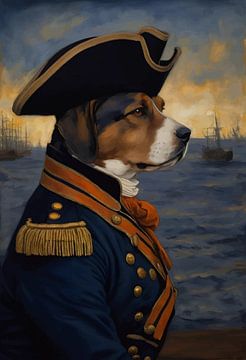 Chien dans un portrait de l'époque napoléonienne