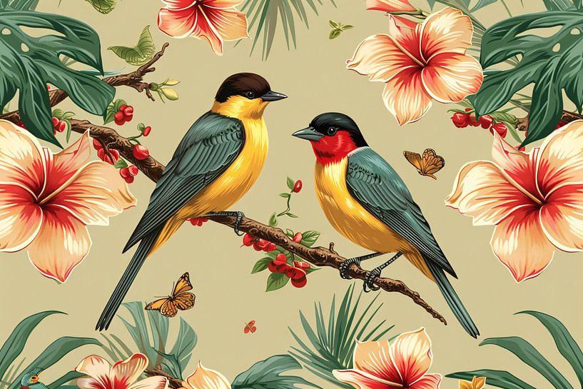 Cheerful Birds on a Branch by Art & Soul Creations