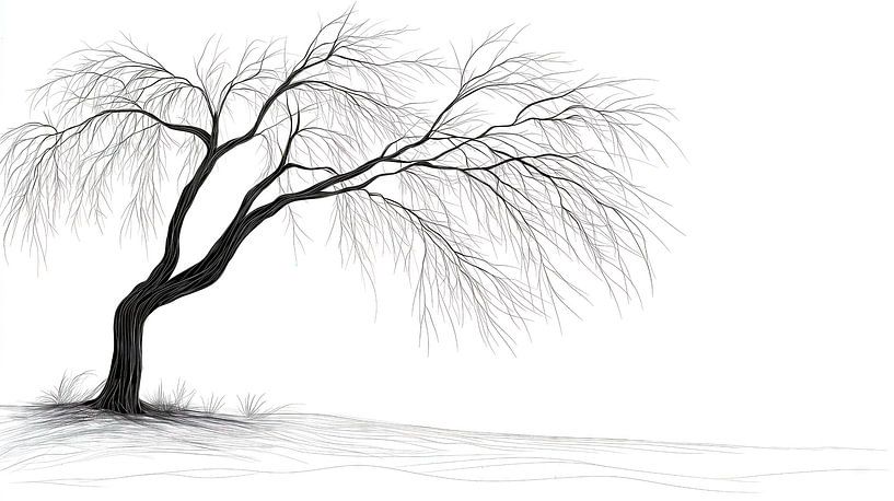 Arbre solitaire sur une colline sur fond blanc par Frank Heinz