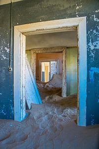 View through Kolmanskop ghost town in Namibia by Rietje Bulthuis