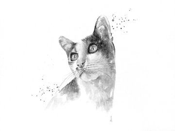 Kat in zwart wit van Atelier DT