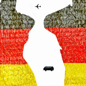 Deutsche Identität mit Flagge und Luftpolsterfolie