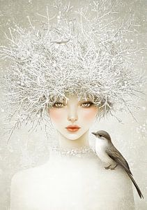 Reine des neiges avec oiseau