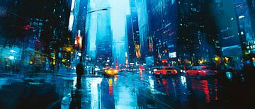 Rainy city at night - neon lights by Poster Art Shop