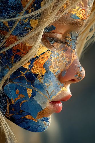 portrait in yellow and blue