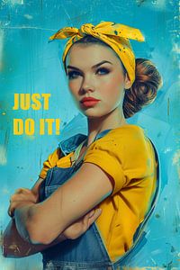 Einfach machen | Just Do It | Vintage Retro Poster mit Putzfrau