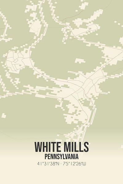 Alte Karte von White Mills (Pennsylvania), USA. von Ortsdrucke