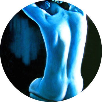 Mannelijk rugnaakt in blauw van Marita Zacharias