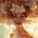 Hyperrealistisches digitales Kunstwerk einer gelassenen Frau mit Wolkenhaar, verträumtem Blick und sanften Tönen - perfekt für Ruhe in jedem Raum. von ByLulu Miniaturansicht