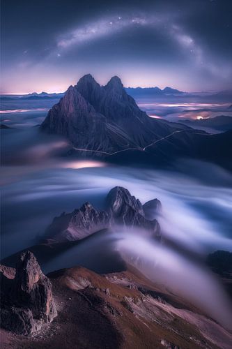 Boven de wolken bij nacht