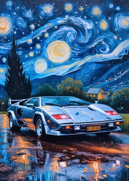Die Sternennacht Lamborghini Countach Silber von MIROKKU