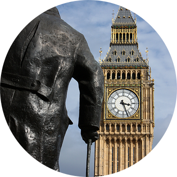 London ... Big Ben and Churchill statue van Meleah Fotografie