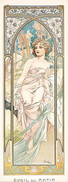 Tijden van de Dag: Ochtend Ontwaken - Art Nouveau Schilderij Mucha Jugendstil